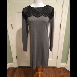 Daisy Fuentes Gray and Black Long Sleeve Dress